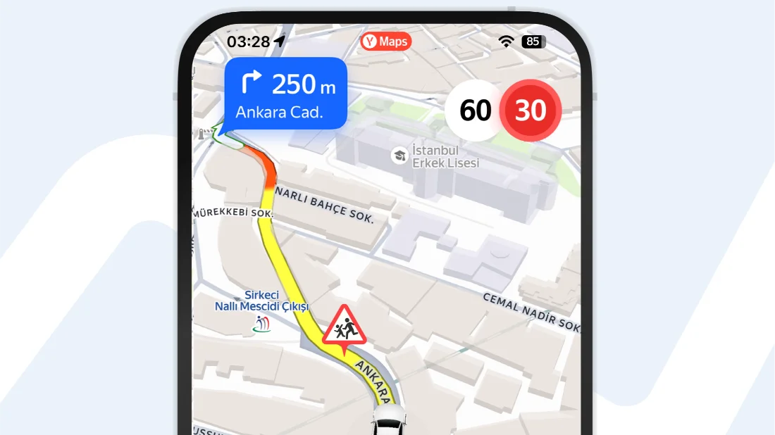 Yandex Maps, okul bölgelerindeki kontrolsüz yaya geçitleri için sürücüleri uyaracak 