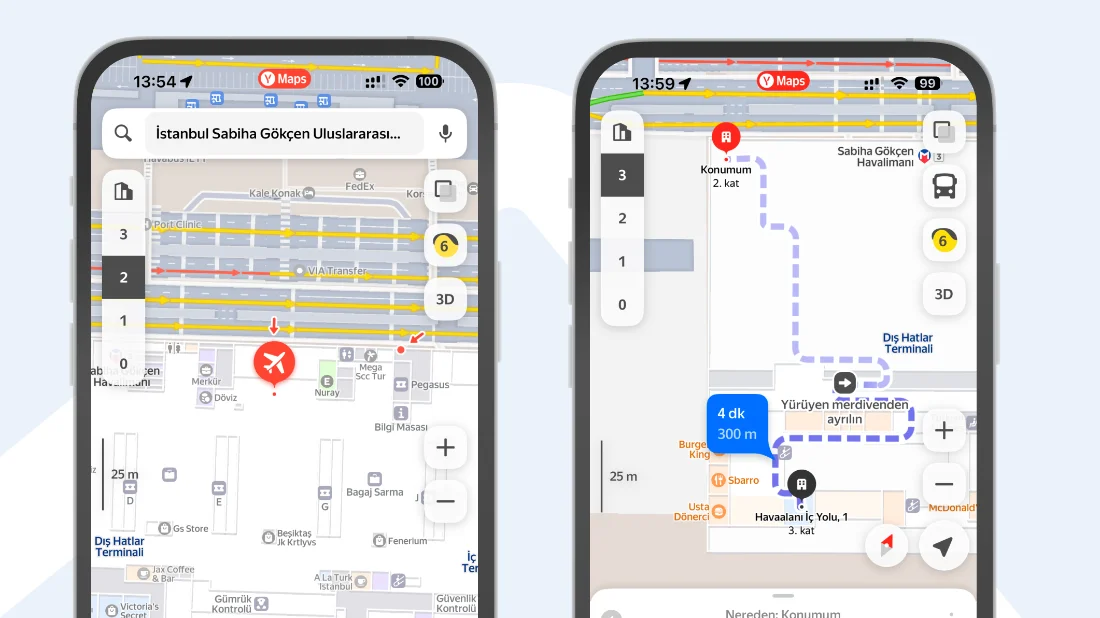 Yandex Maps, Sabiha Gökçen Havalimanı için iç mekân navigasyonunu hizmete sundu