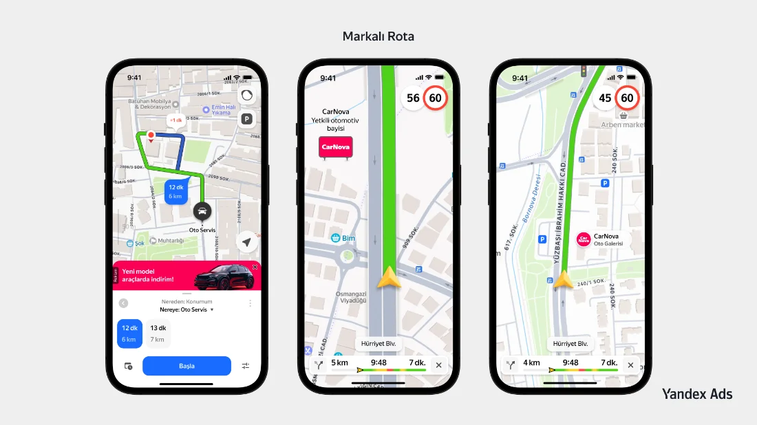 Yandex Navi ve Maps'te İşletmeler İçin Yeni Etkileşimli Reklam Formatları